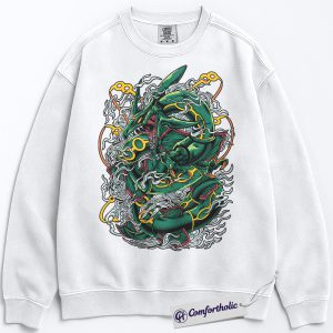 Alternative view of Rayquaza Sweatshirt, Pokemon Sweatshirt, Anime Graphic Sweatshirt, Comfort Colors Sweatshirt