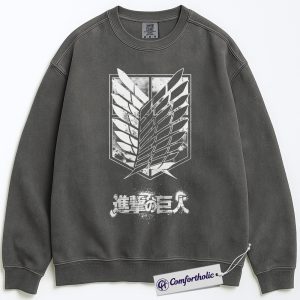 Alternative view of Attack On Titan Sweatshirt, AOT Sweatshirt, Anime Graphic Sweatshirt, Comfort Colors Sweatshirt