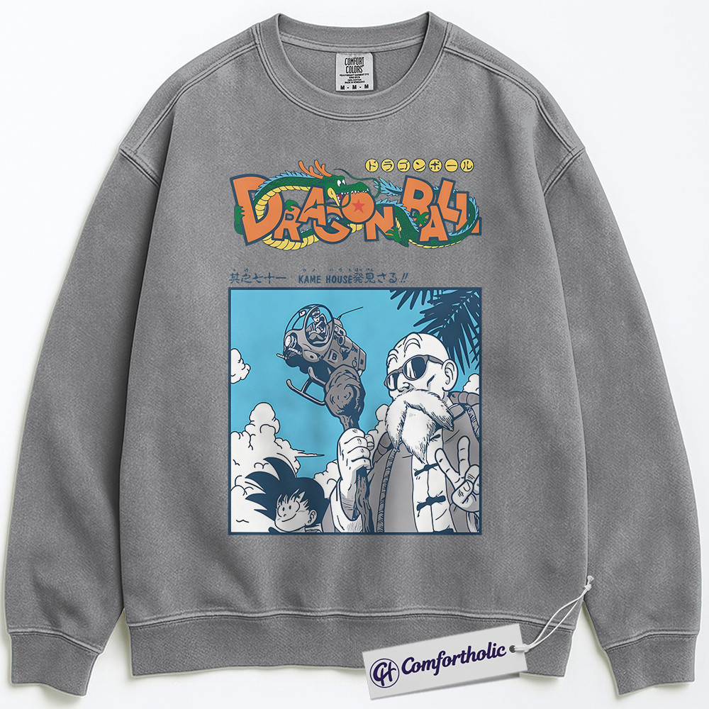 Son Goku & Master Roshi Sweatshirt, Dragon Ball Sweatshirt, Anime Graphic Sweatshirt, Comfort Colors Sweatshirt - Image 3