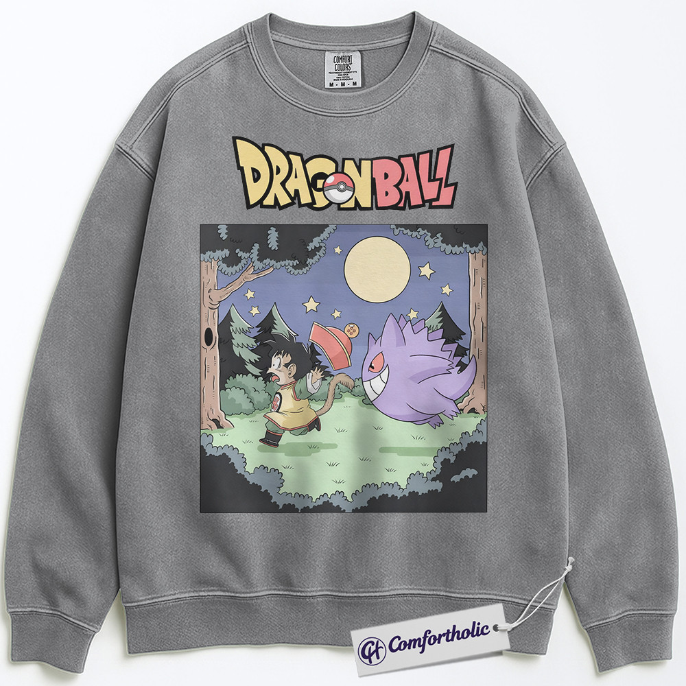 Gengar Sweatshirt, Son Goku Sweatshirt, Dragon Ball Sweatshirt, PKM Sweatshirt, Anime Graphic Pullover, Comfort Colors Sweatshirt - Image 3