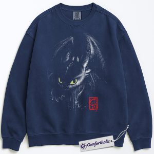 Alternative view of Toothless Sweatshirt, How to Train Your Dragon Sweatshirt, Anime Graphic Pullover, Comfort Colors Sweatshirt