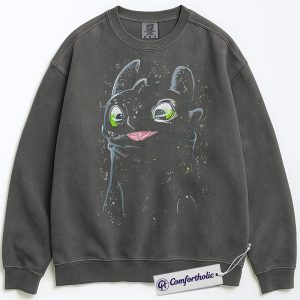 Alternative view of Toothless Sweatshirt, How to Train Your Dragon Sweatshirt, Anime Graphic Pullover, Comfort Colors Sweatshirt
