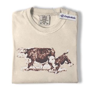 Cow and Calf Shirt, Vintage Farm Animal Graphic Tee, Ranch Life Cow Lover T-Shirt, Cute Gift for Farmers, Comfort Colors Shirt