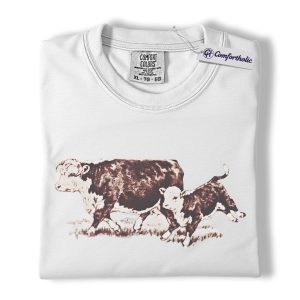 Alternative view of Cow and Calf Shirt, Vintage Farm Animal Graphic Tee, Ranch Life Cow Lover T-Shirt, Cute Gift for Farmers, Comfort Colors Shirt