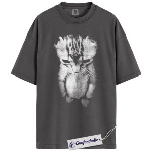 Alternative view of Sad Kitten Shirt, Vintage Grunge Cat Graphic Tee, Cat Lover Kitten Mom T-Shirt, Cute Gift for Cat Moms, Comfort Colors Shirt