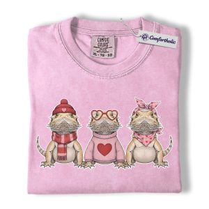 Bearded Dragon Valentine Shirt, Cute Reptile Graphic Tee, Bearded Dragon Lover T-Shirt, Valentine’s Day Gift for Reptile Moms & Dads, Comfort Colors Shirt