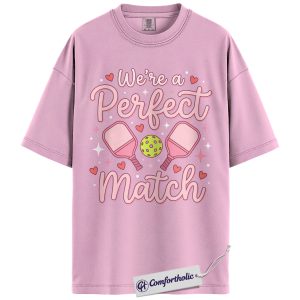 We’re a Perfect Match Pickleball Shirt, Cute Paddle Heart Graphic Tee, Pickleball Couples Valentine T-Shirt, Valentine’s Day Gift for Pickleball Lovers, Comfort Colors Shirt