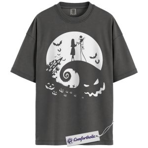 Alternative view of The Nightmare Before Christmas Shirt, Christmas T-Shirt, Animated Graphic Tee, Christmas Comfort Colors Shirt