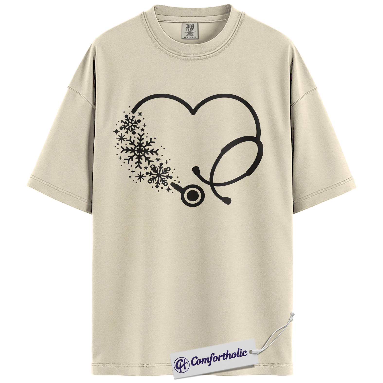 Christmas Nurse Shirt, Snowflake Stethoscope Heart T-Shirt, Cute Winter Medical Worker Graphic Tee, Holiday Gift for Nurses, Comfort Colors Shirt - Image 5