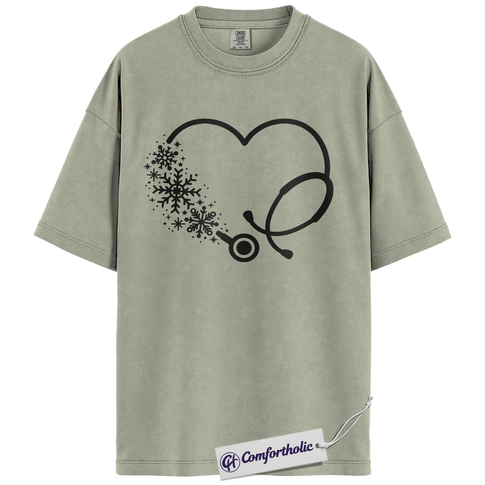 Christmas Nurse Shirt, Snowflake Stethoscope Heart T-Shirt, Cute Winter Medical Worker Graphic Tee, Holiday Gift for Nurses, Comfort Colors Shirt - Image 7