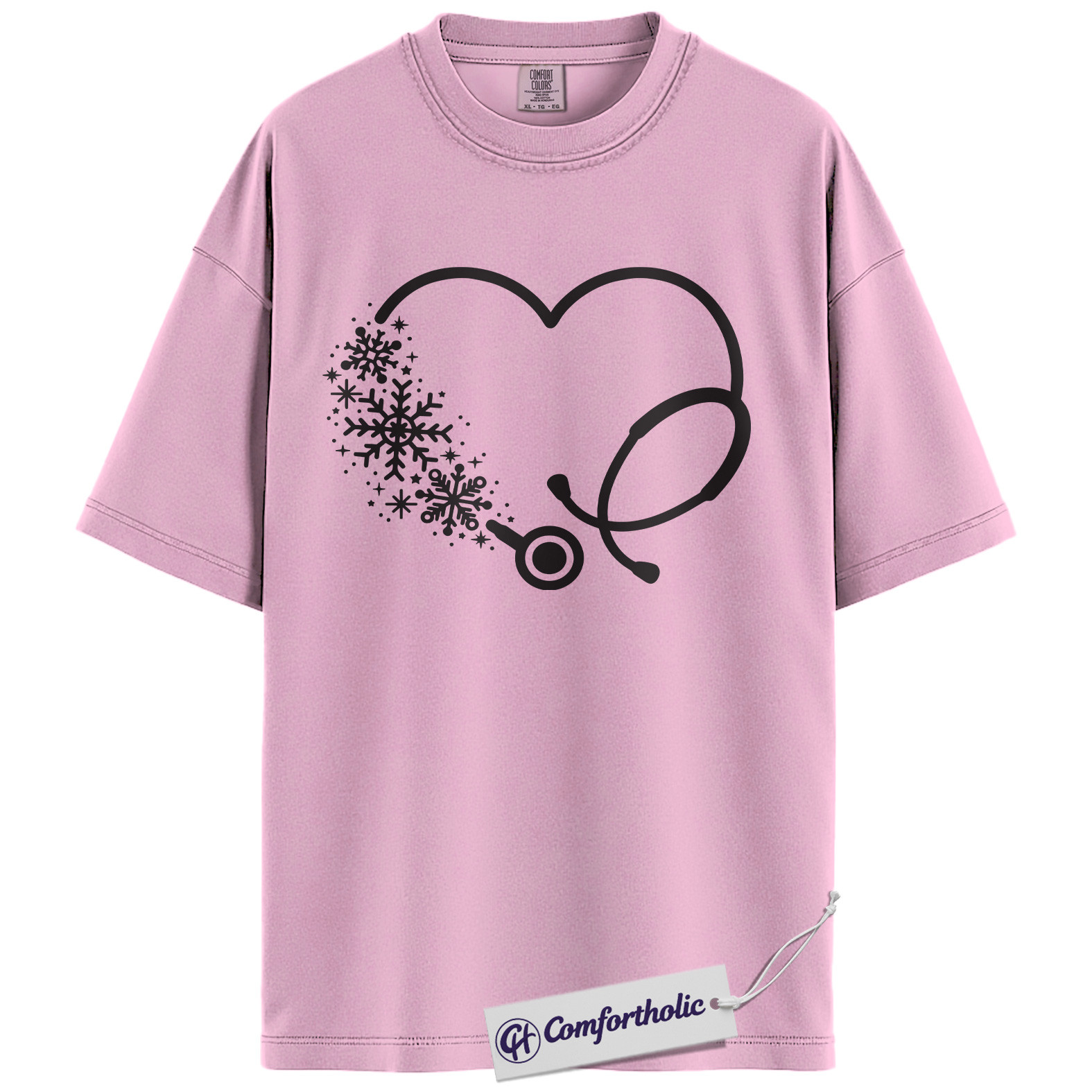 Christmas Nurse Shirt, Snowflake Stethoscope Heart T-Shirt, Cute Winter Medical Worker Graphic Tee, Holiday Gift for Nurses, Comfort Colors Shirt - Image 9
