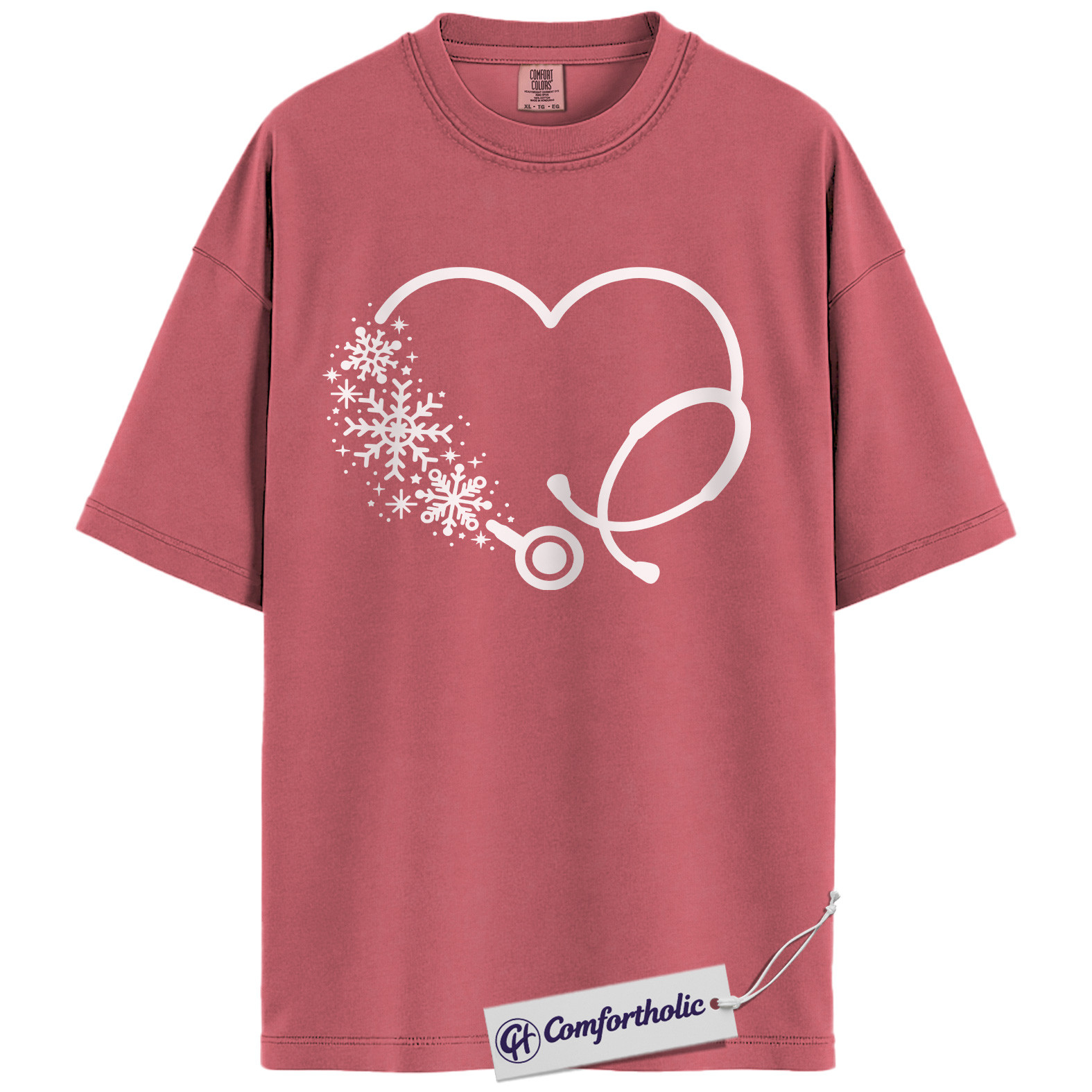 Christmas Nurse Shirt, Snowflake Stethoscope Heart T-Shirt, Cute Winter Medical Worker Graphic Tee, Holiday Gift for Nurses, Comfort Colors Shirt - Image 10