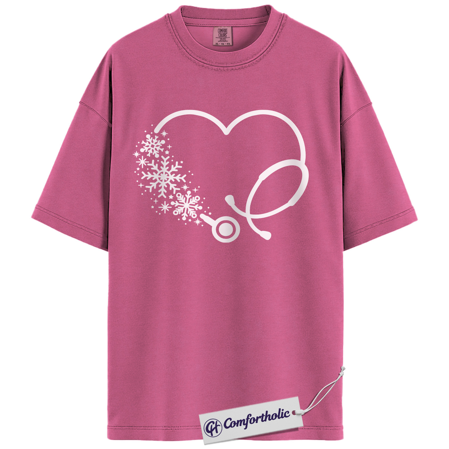 Christmas Nurse Shirt, Snowflake Stethoscope Heart T-Shirt, Cute Winter Medical Worker Graphic Tee, Holiday Gift for Nurses, Comfort Colors Shirt - Image 17