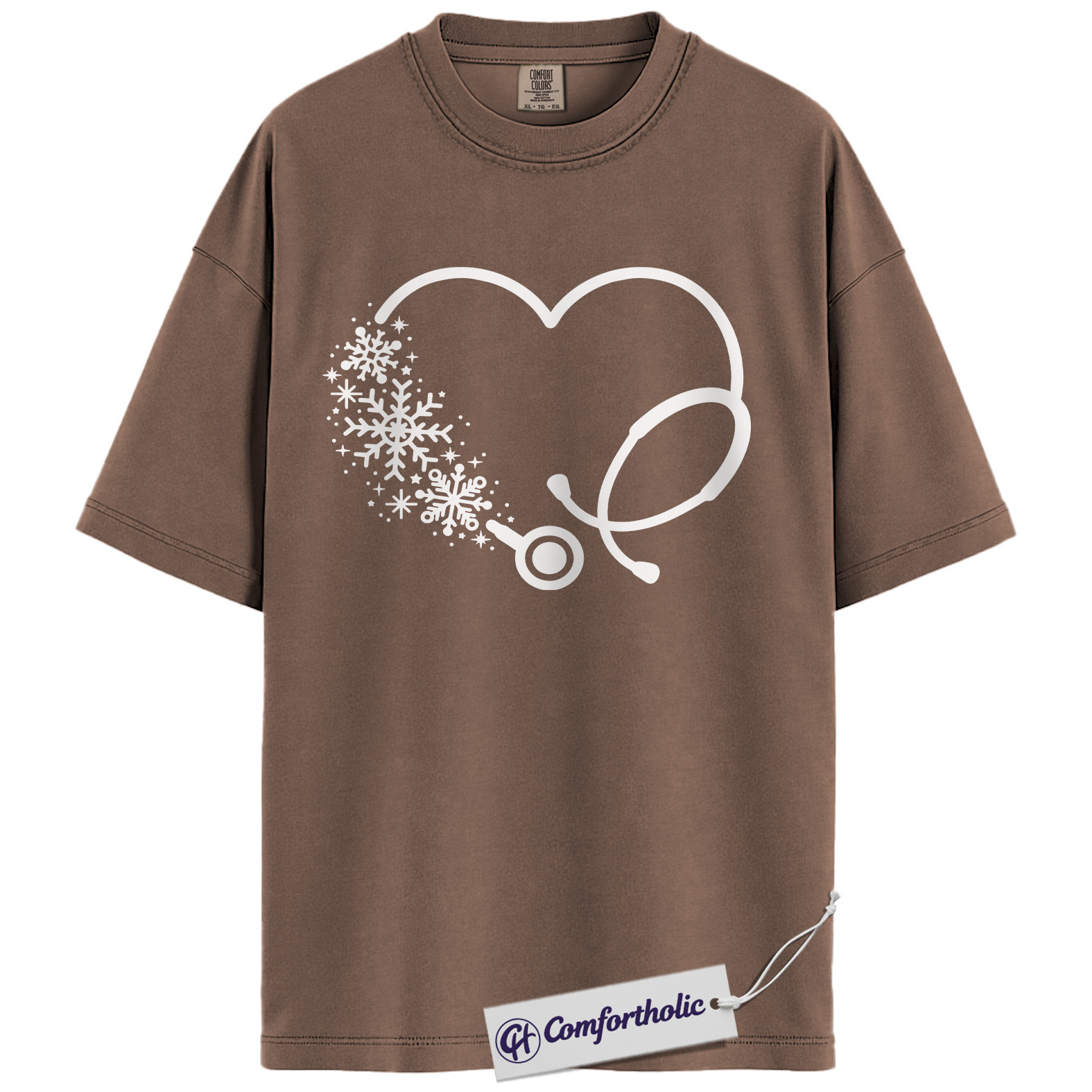 Christmas Nurse Shirt, Snowflake Stethoscope Heart T-Shirt, Cute Winter Medical Worker Graphic Tee, Holiday Gift for Nurses, Comfort Colors Shirt - Image 19