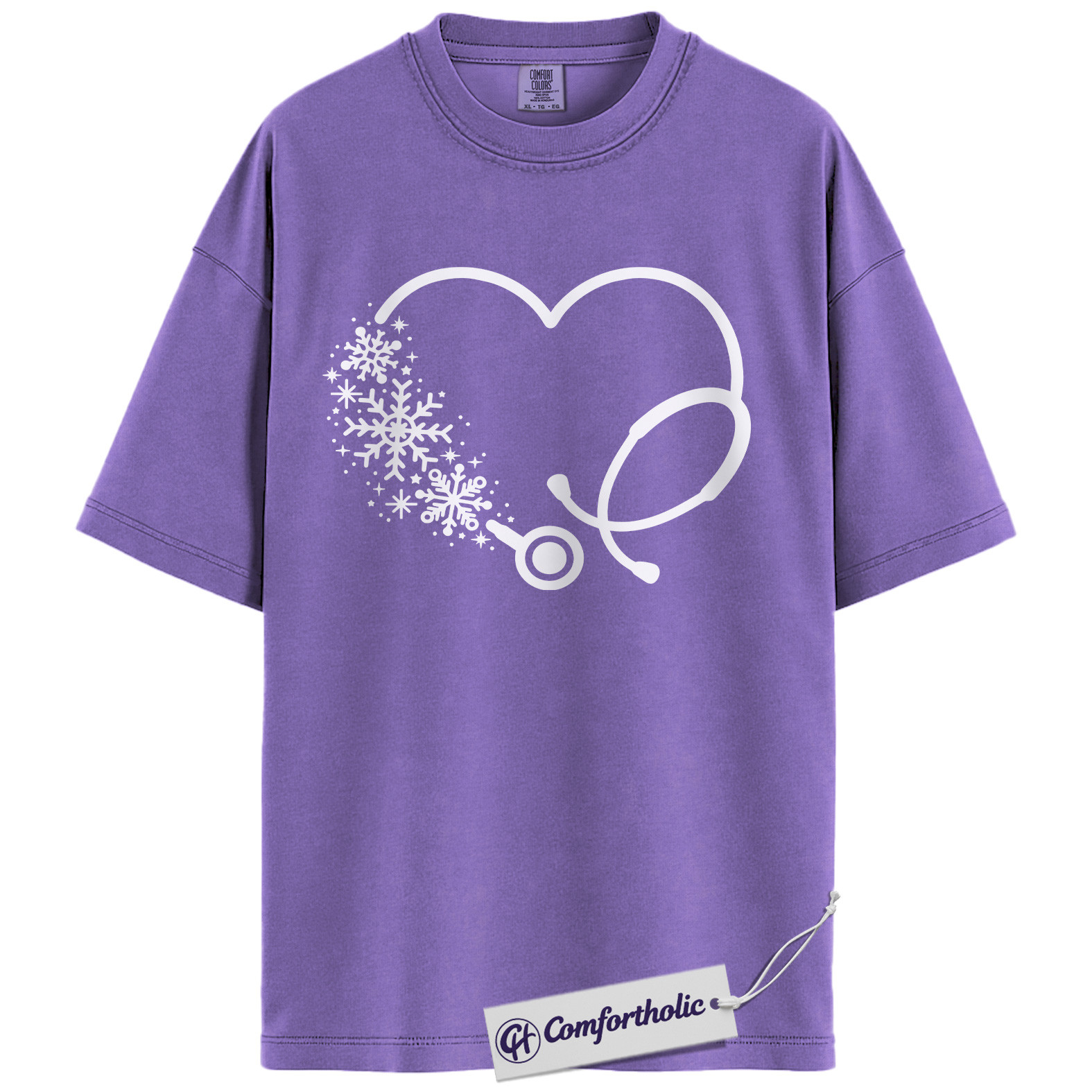 Christmas Nurse Shirt, Snowflake Stethoscope Heart T-Shirt, Cute Winter Medical Worker Graphic Tee, Holiday Gift for Nurses, Comfort Colors Shirt - Image 20