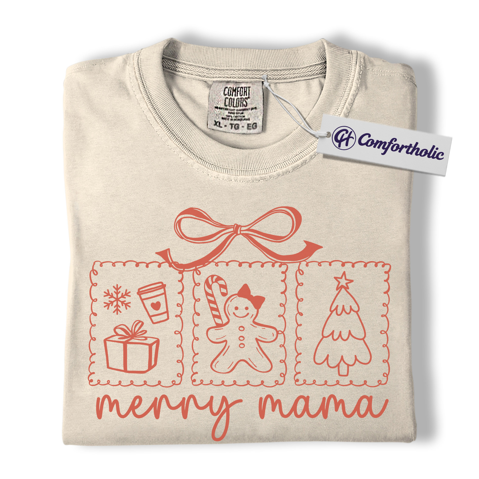 Merry Mama Shirt, Cute Christmas Mom T-Shirt, Holiday Gingerbread & Coffee Graphic Tee, Festive Gift for Mothers, Christmas Comfort Colors Shirt - Image 5