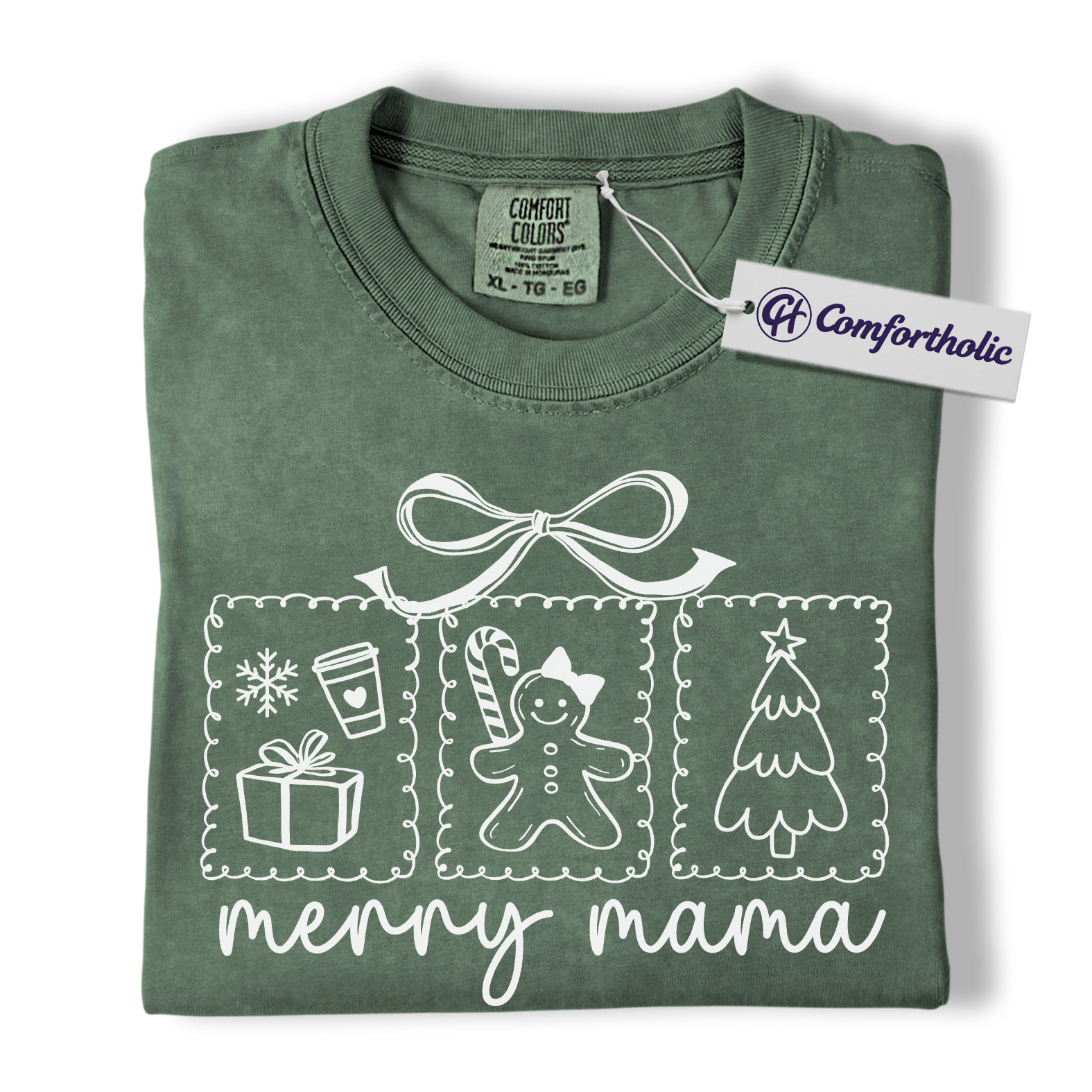 Merry Mama Shirt, Cute Christmas Mom T-Shirt, Holiday Gingerbread & Coffee Graphic Tee, Festive Gift for Mothers, Christmas Comfort Colors Shirt - Image 6