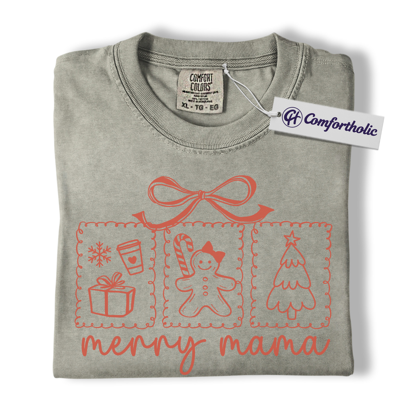 Merry Mama Shirt, Cute Christmas Mom T-Shirt, Holiday Gingerbread & Coffee Graphic Tee, Festive Gift for Mothers, Christmas Comfort Colors Shirt - Image 7