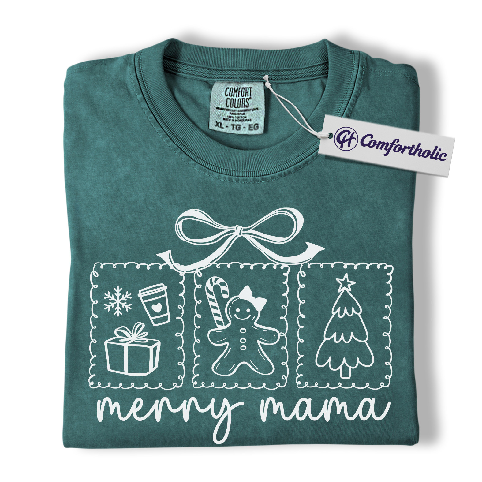 Merry Mama Shirt, Cute Christmas Mom T-Shirt, Holiday Gingerbread & Coffee Graphic Tee, Festive Gift for Mothers, Christmas Comfort Colors Shirt - Image 11
