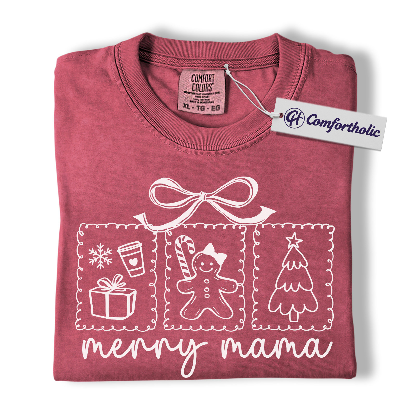 Merry Mama Shirt, Cute Christmas Mom T-Shirt, Holiday Gingerbread & Coffee Graphic Tee, Festive Gift for Mothers, Christmas Comfort Colors Shirt - Image 18