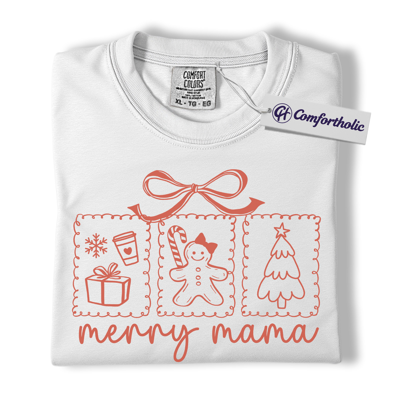 Merry Mama Shirt, Cute Christmas Mom T-Shirt, Holiday Gingerbread & Coffee Graphic Tee, Festive Gift for Mothers, Christmas Comfort Colors Shirt - Image 2