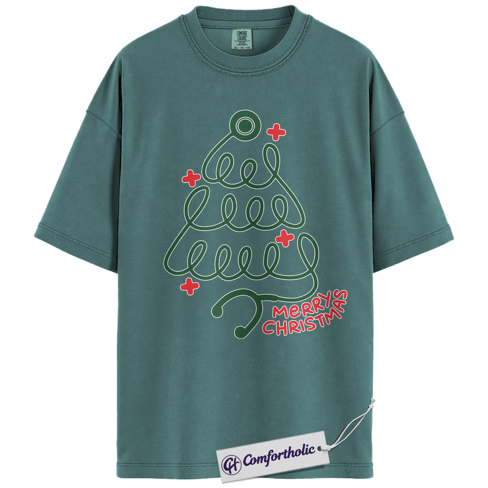 Christmas Nurse Shirt, Stethoscope Tree Merry Christmas T-Shirt, Cute Medical Worker Holiday Graphic Tee, Festive Gift for Healthcare Professionals, Christmas Comfort Colors Shirt - Image 11