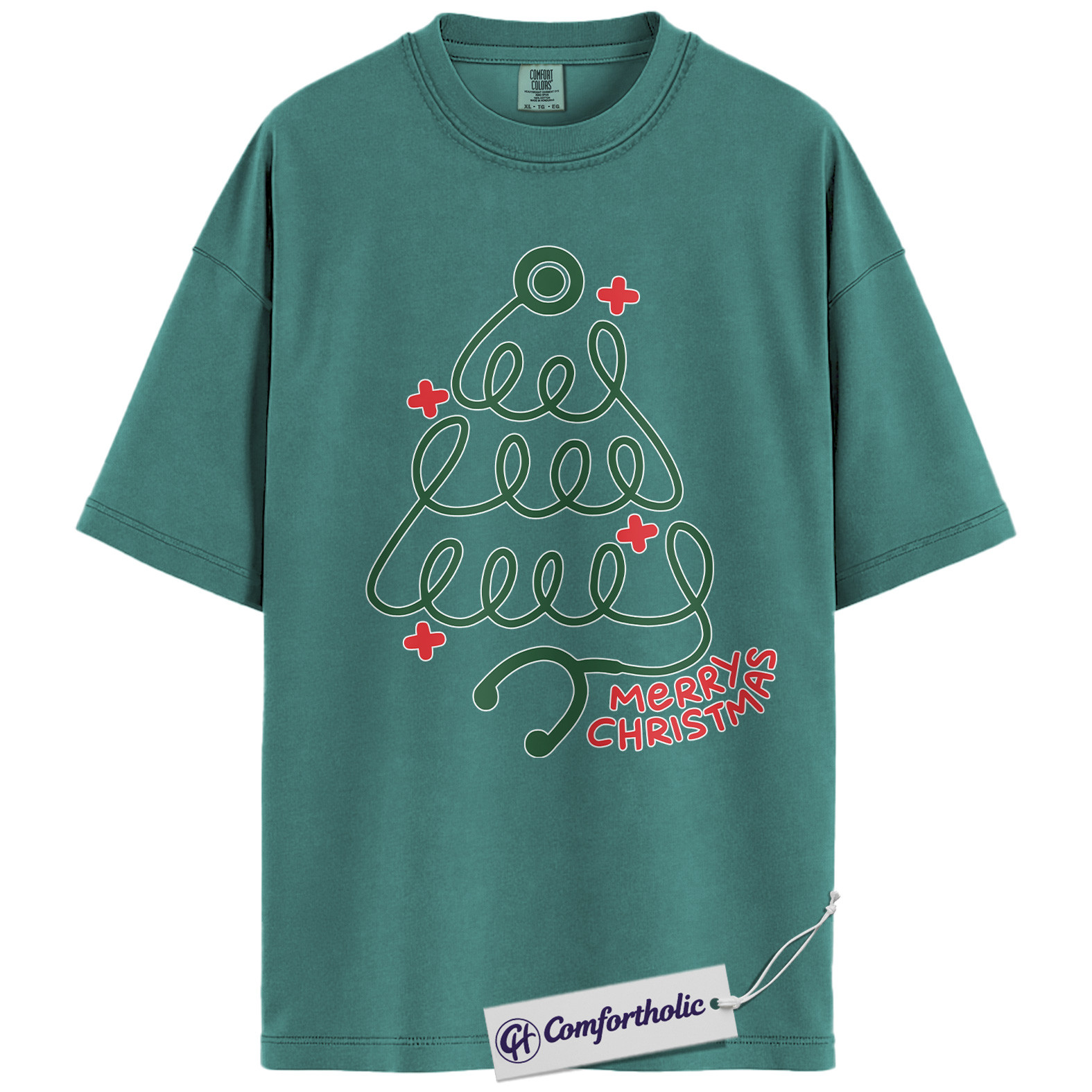 Christmas Nurse Shirt, Stethoscope Tree Merry Christmas T-Shirt, Cute Medical Worker Holiday Graphic Tee, Festive Gift for Healthcare Professionals, Christmas Comfort Colors Shirt - Image 13