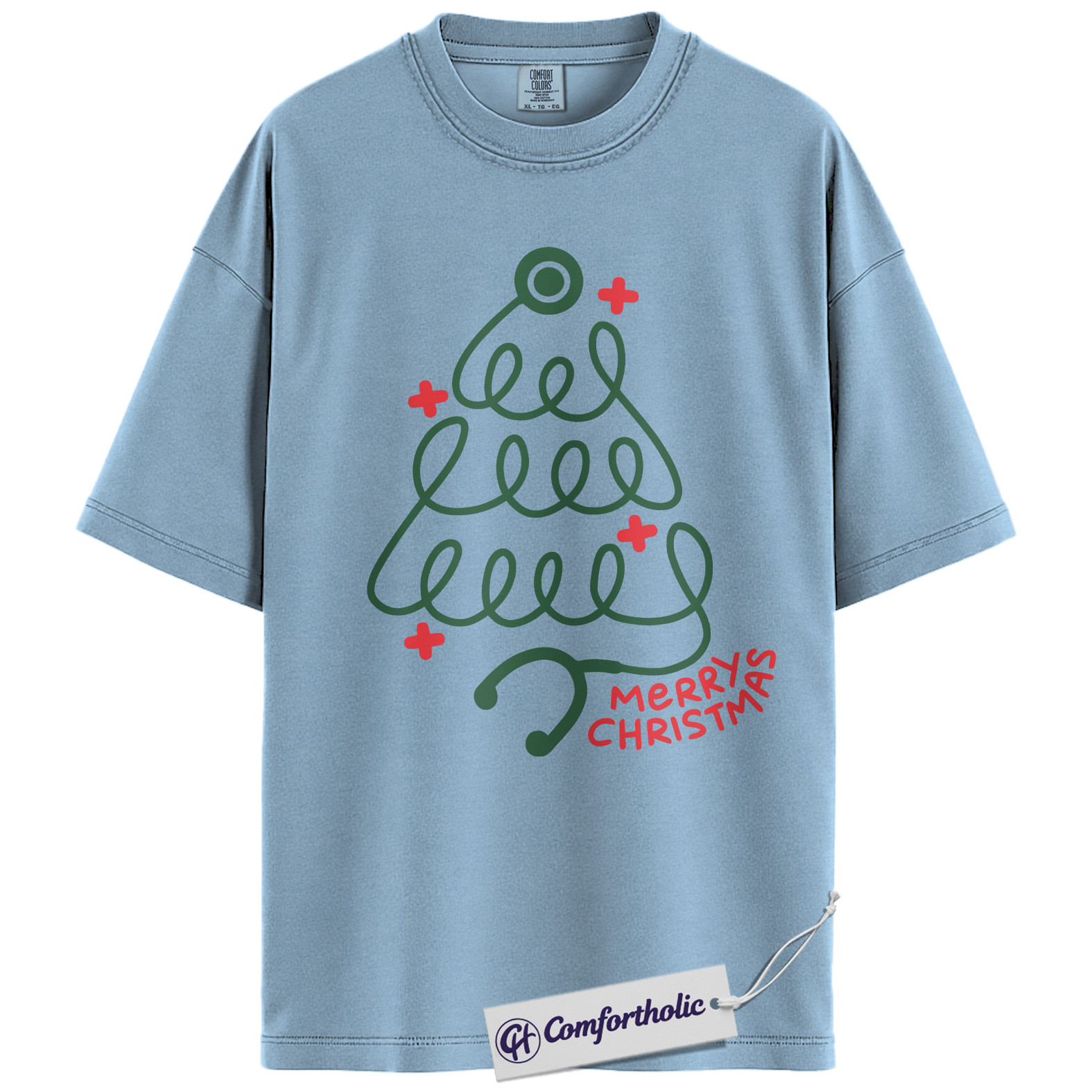Christmas Nurse Shirt, Stethoscope Tree Merry Christmas T-Shirt, Cute Medical Worker Holiday Graphic Tee, Festive Gift for Healthcare Professionals, Christmas Comfort Colors Shirt - Image 14