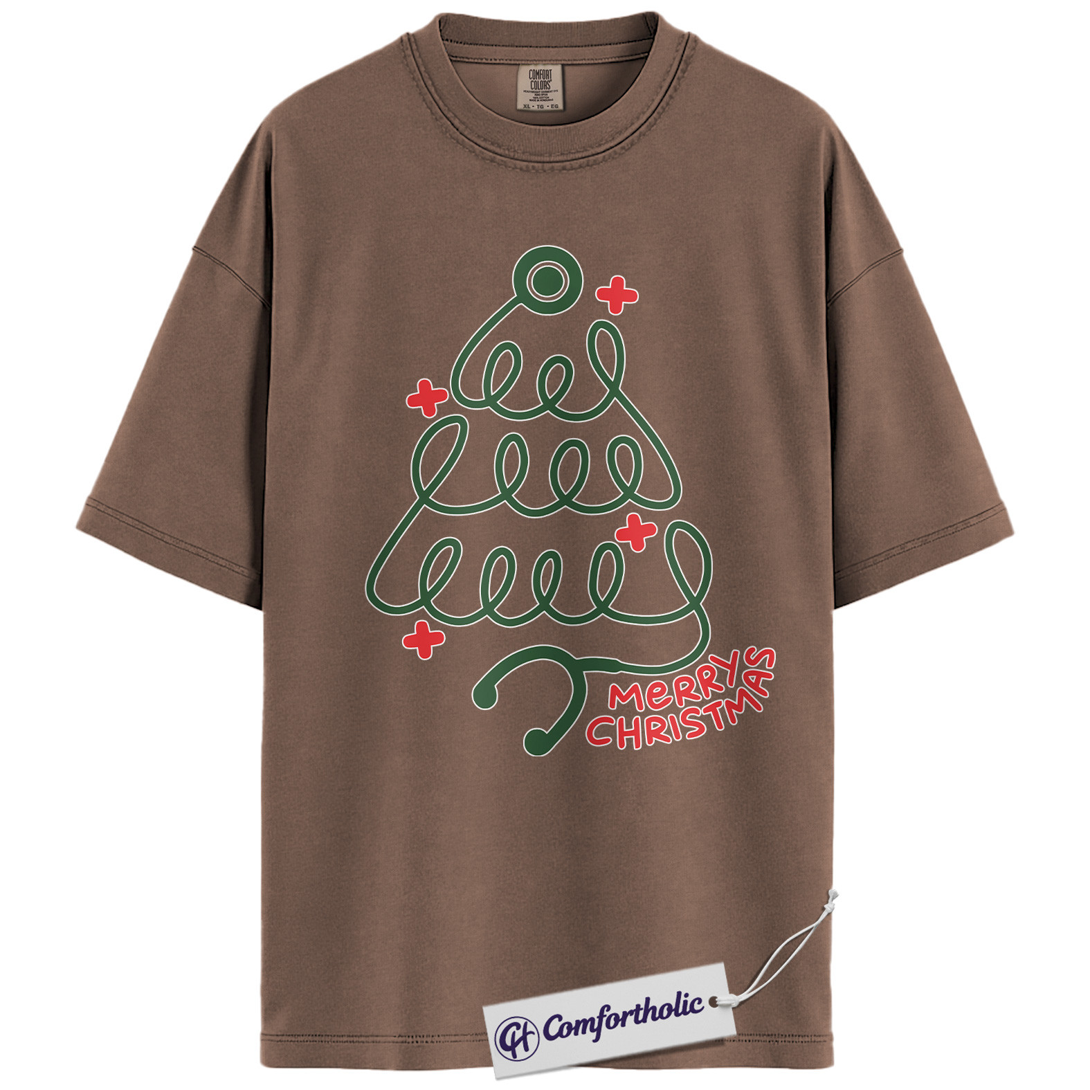 Christmas Nurse Shirt, Stethoscope Tree Merry Christmas T-Shirt, Cute Medical Worker Holiday Graphic Tee, Festive Gift for Healthcare Professionals, Christmas Comfort Colors Shirt - Image 19