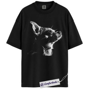 Chihuahua Dog Shirt, Realistic Line Art T-Shirt, Minimalist Pet Lover Graphic Tee, Cute Gift for Small Dog Owners, Comfort Colors Shirt