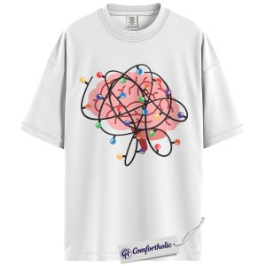 Alternative view of Christmas Nurse Shirt, Funny Brain Anatomy Holiday T-Shirt, Cute Medical Worker Graphic Tee, Festive Gift for Healthcare Professionals, Christmas Comfort Colors Shirt