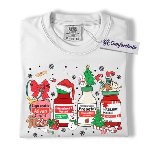 Alternative view of Funny Nurse Christmas Shirt, Medical Medication Holiday T-Shirt, Cute Anesthesia Pharmacology Graphic Tee, Healthcare Worker Gift, Christmas Comfort Colors Shirt