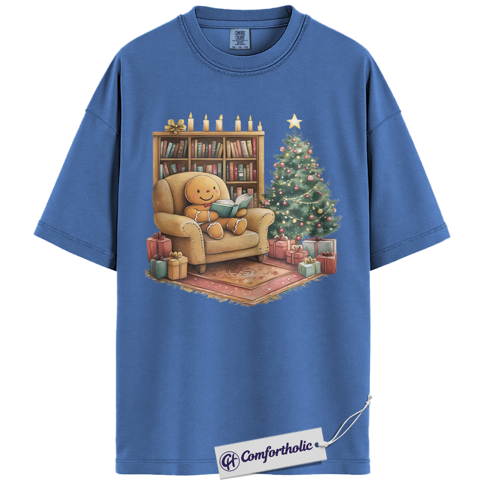 Bookish Christmas Shirt, Cozy Gingerbread Reading T-Shirt, Cute Bookworm Holiday Graphic Tee, Gift for Book Lovers and Readers, Christmas Comfort Colors Shirt - Image 12
