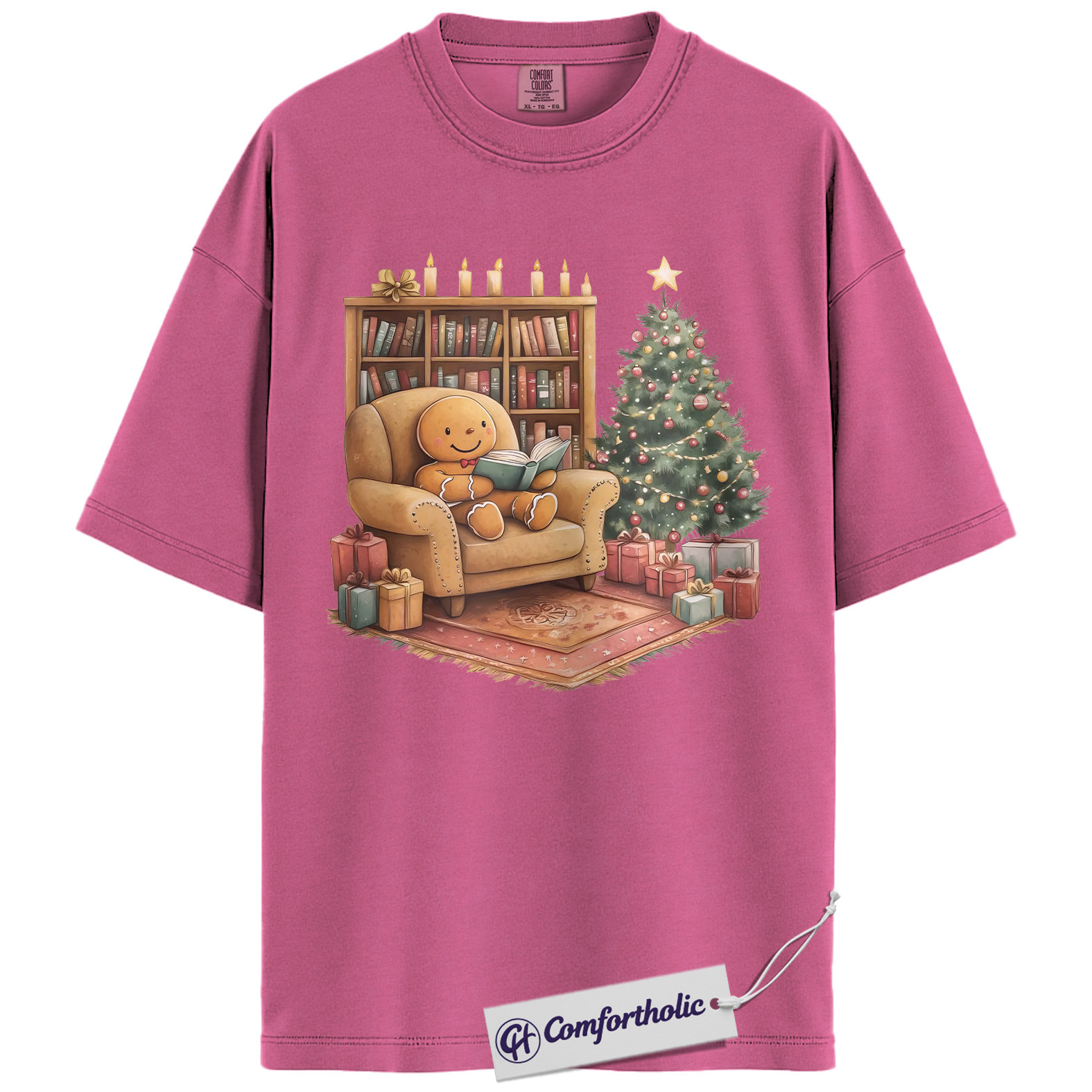 Bookish Christmas Shirt, Cozy Gingerbread Reading T-Shirt, Cute Bookworm Holiday Graphic Tee, Gift for Book Lovers and Readers, Christmas Comfort Colors Shirt - Image 16