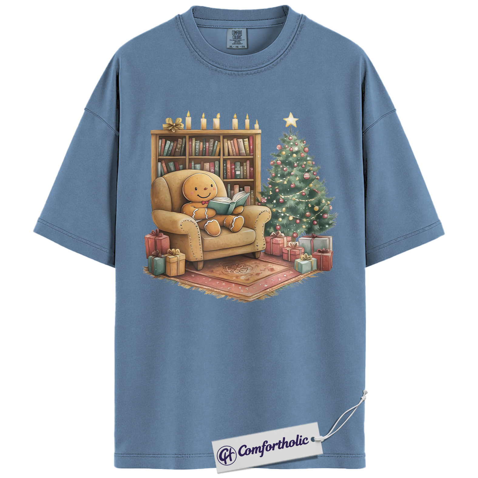 Bookish Christmas Shirt, Cozy Gingerbread Reading T-Shirt, Cute Bookworm Holiday Graphic Tee, Gift for Book Lovers and Readers, Christmas Comfort Colors Shirt - Image 17
