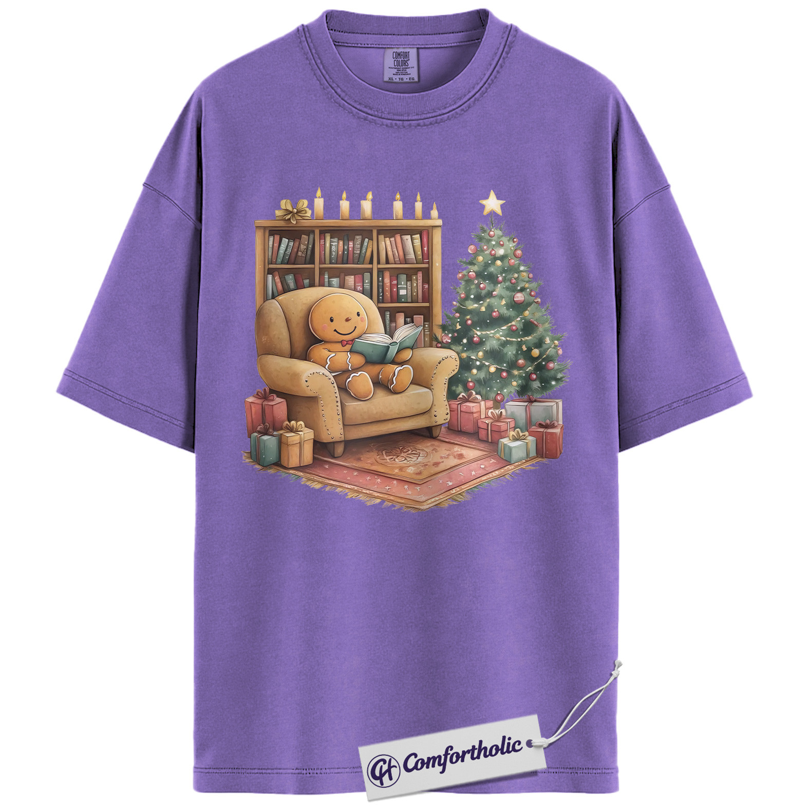 Bookish Christmas Shirt, Cozy Gingerbread Reading T-Shirt, Cute Bookworm Holiday Graphic Tee, Gift for Book Lovers and Readers, Christmas Comfort Colors Shirt - Image 20