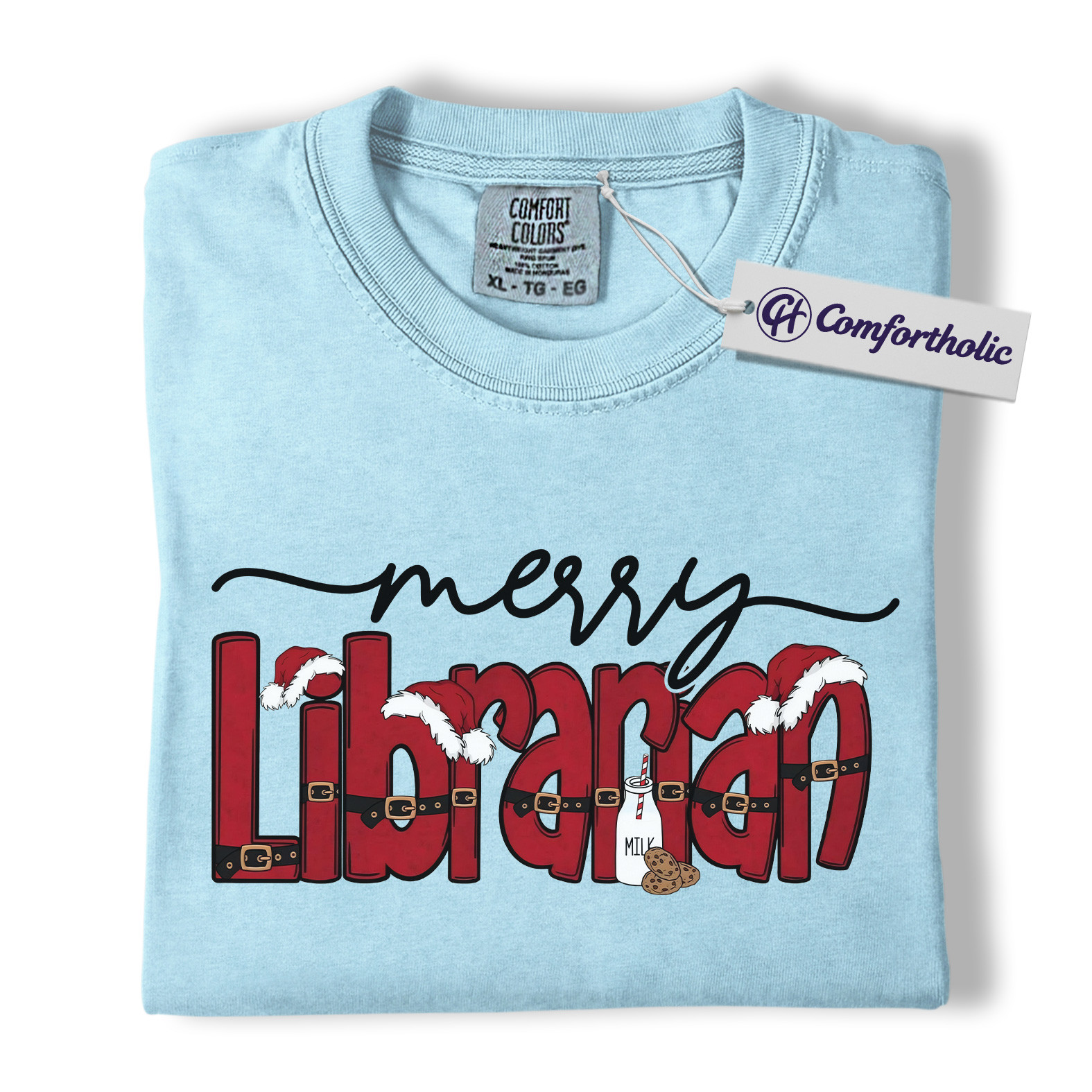 Merry Librarian Shirt, Funny Christmas Library T-Shirt, Cute Book Lover Holiday Graphic Tee, Gift for Librarians and Readers, Christmas Comfort Colors Shirt - Image 15