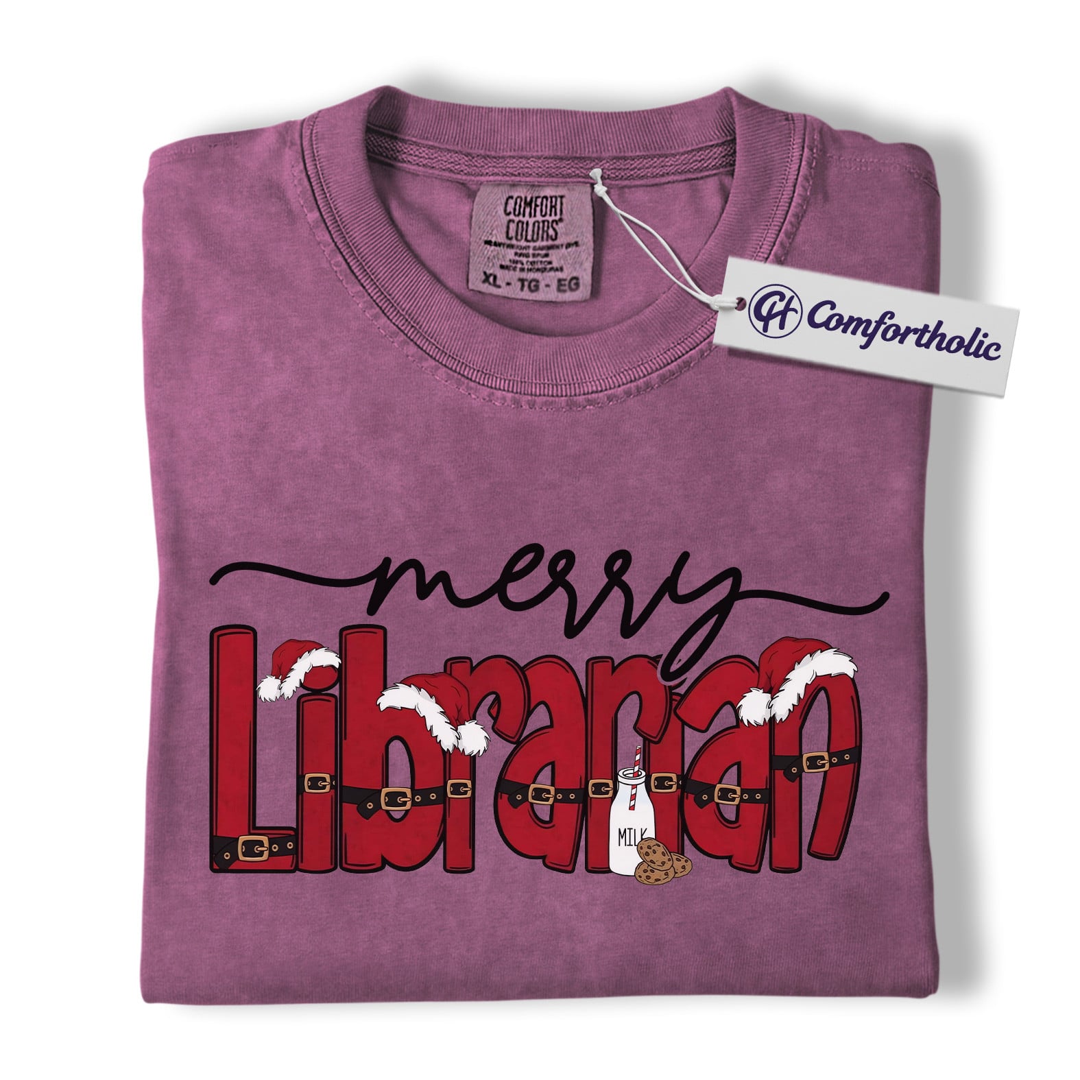 Merry Librarian Shirt, Funny Christmas Library T-Shirt, Cute Book Lover Holiday Graphic Tee, Gift for Librarians and Readers, Christmas Comfort Colors Shirt