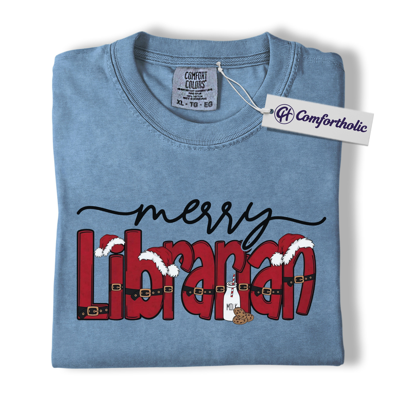 Merry Librarian Shirt, Funny Christmas Library T-Shirt, Cute Book Lover Holiday Graphic Tee, Gift for Librarians and Readers, Christmas Comfort Colors Shirt - Image 17