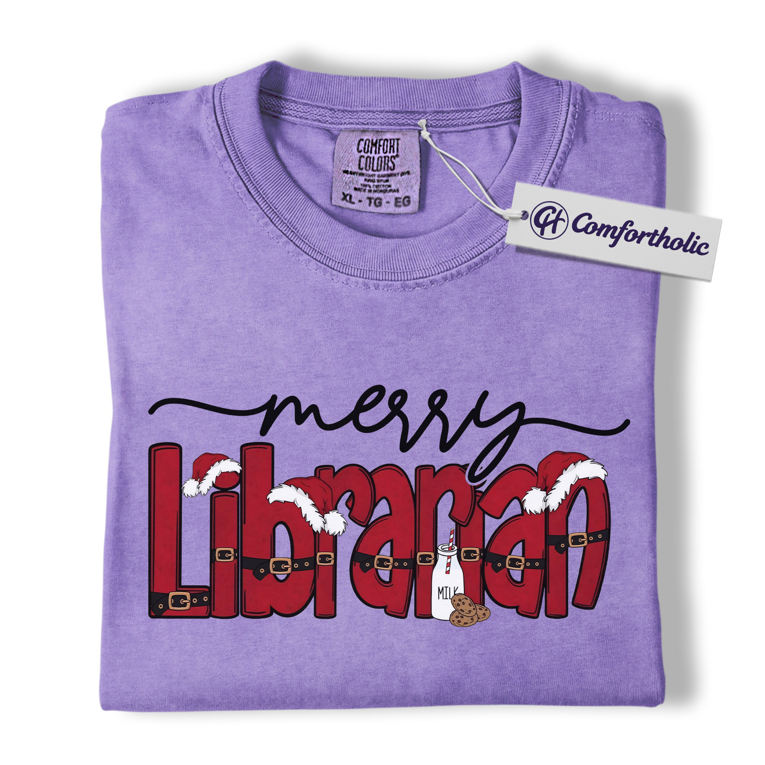 Merry Librarian Shirt, Funny Christmas Library T-Shirt, Cute Book Lover Holiday Graphic Tee, Gift for Librarians and Readers, Christmas Comfort Colors Shirt - Image 20