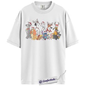 Alternative view of Christmas Disney Dogs Shirt, Christmas T-Shirt, Animated Graphic Tee, Christmas Comfort Colors Shirt