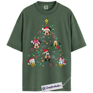 Alternative view of Mickey Mouse Shirt, Donald Duck Shirt, Christmas T-Shirt, Animated Graphic Tee, Christmas Comfort Colors Shirt