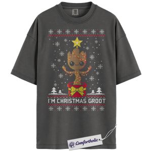 Alternative view of Groot Shirt, Christmas T-Shirt, Marvel Comics Graphic Tee, Christmas Comfort Colors Shirt