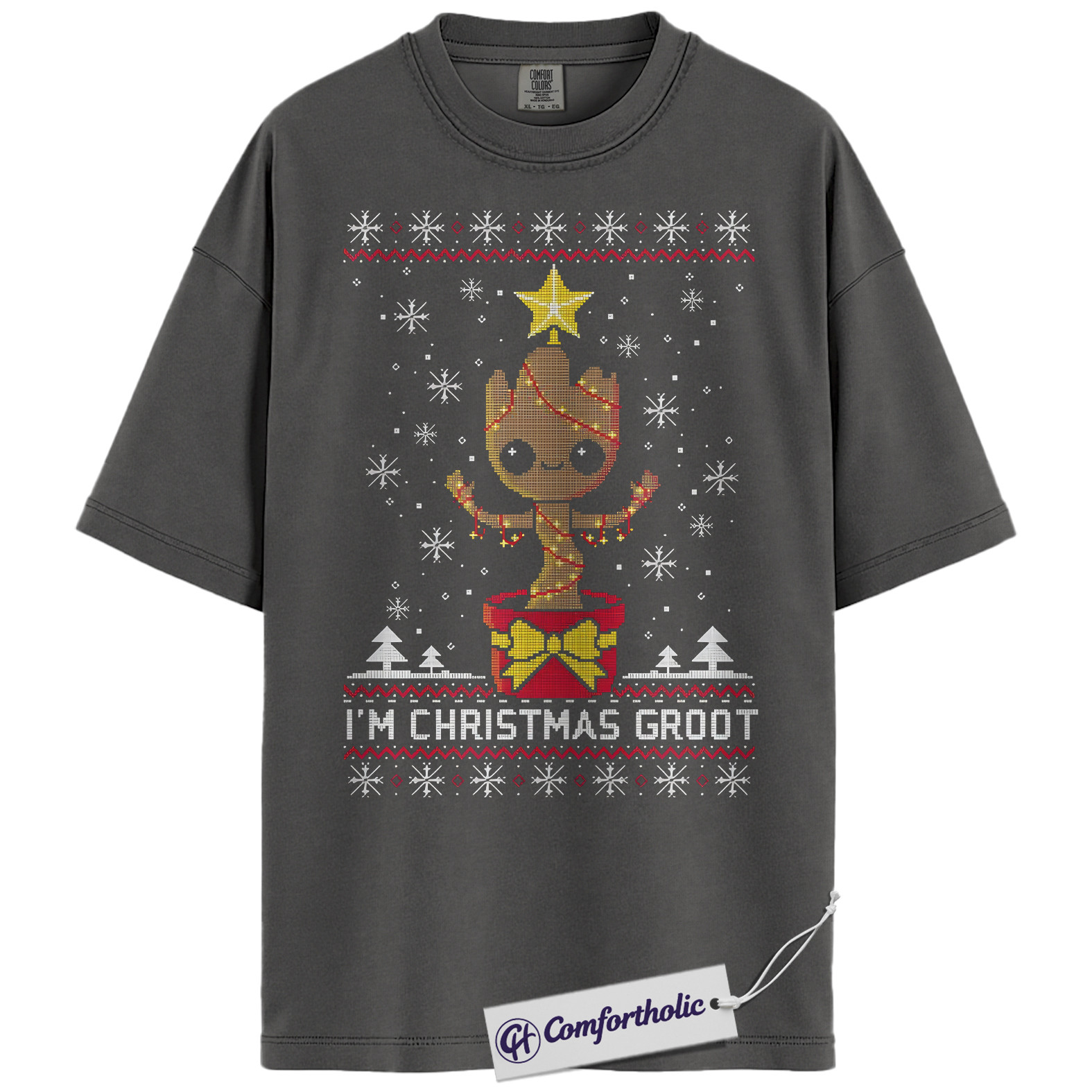 Groot Shirt, Christmas T-Shirt, Marvel Comics Graphic Tee, Christmas Comfort Colors Shirt - Image 2