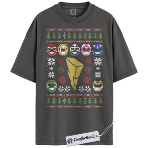 Alternative view of Power Rangers Shirt, Christmas T-Shirt, Power Rangers Graphic Tee, Christmas Comfort Colors Shirt