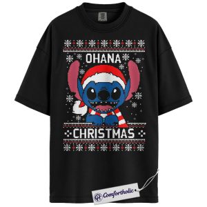 Lilo and Stitch Shirt, Disney Christmas T-Shirt, Animated Graphic Tee, Christmas Comfort Colors Shirt