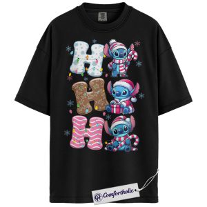 Alternative view of Lilo and Stitch Shirt, Disney Christmas T-Shirt, Animated Graphic Tee, Christmas Comfort Colors Shirt