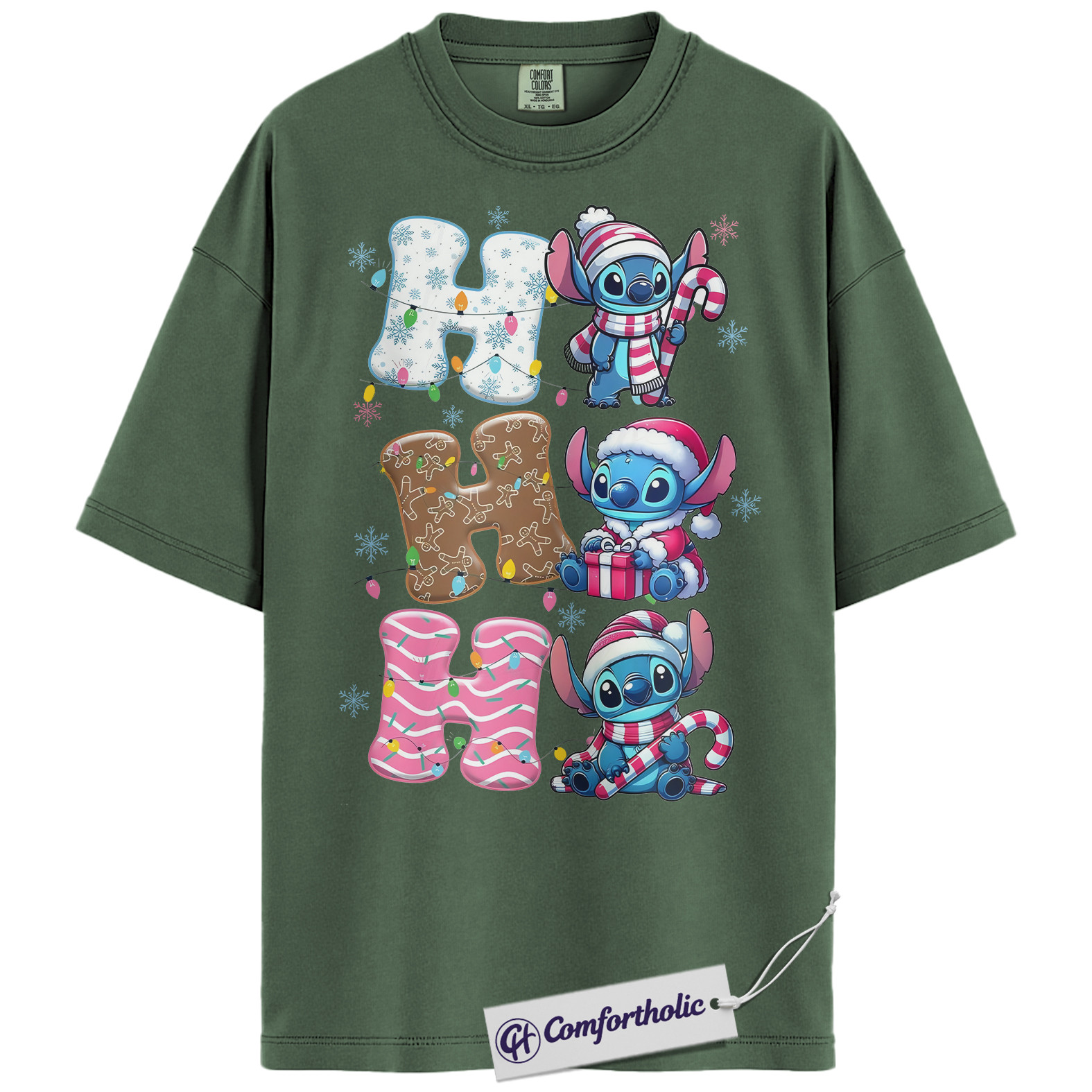 Lilo and Stitch Shirt, Disney Christmas T-Shirt, Animated Graphic Tee, Christmas Comfort Colors Shirt - Image 6