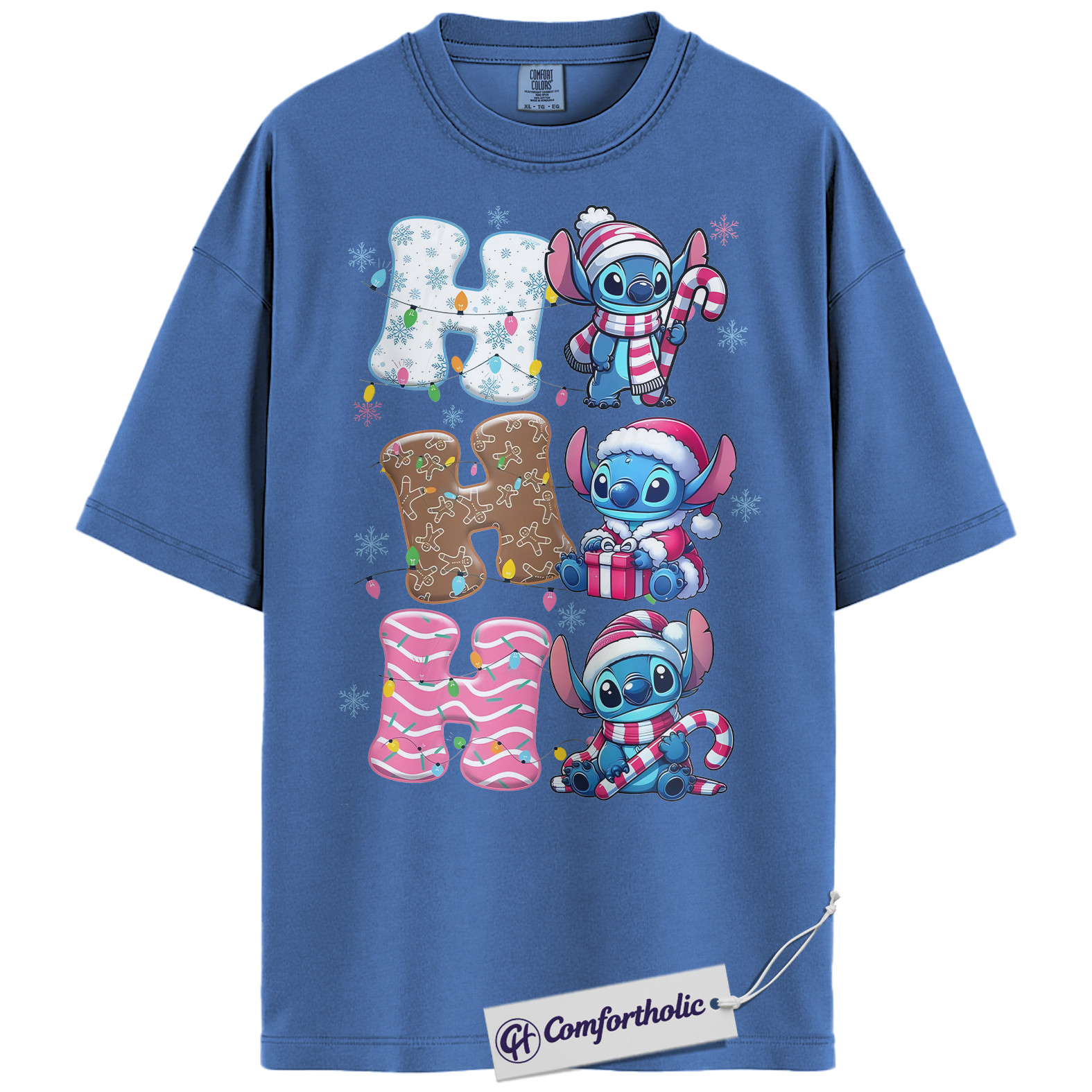 Lilo and Stitch Shirt, Disney Christmas T-Shirt, Animated Graphic Tee, Christmas Comfort Colors Shirt