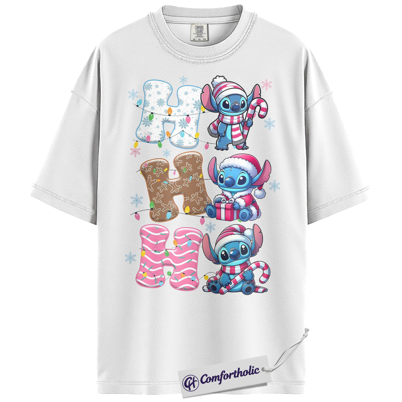 Lilo and Stitch Shirt, Disney Christmas T-Shirt, Animated Graphic Tee, Christmas Comfort Colors Shirt - Image 3